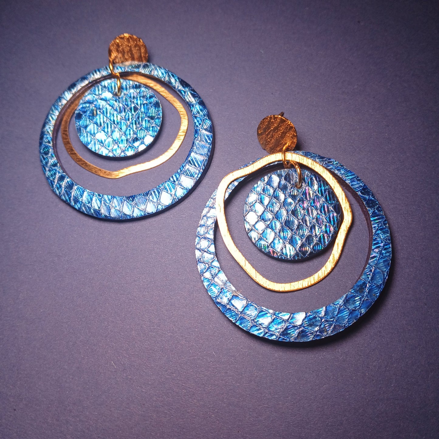 Boucles d'oreilles PLANET bleue sirène