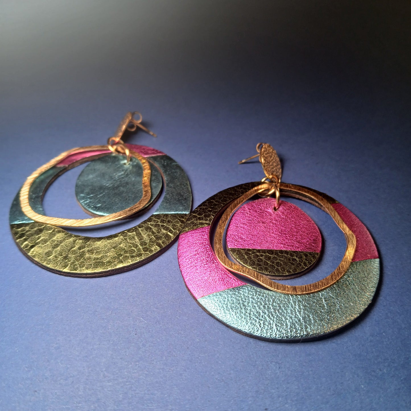 boucles d'oreilles "SIRIUS" vert rose bleue