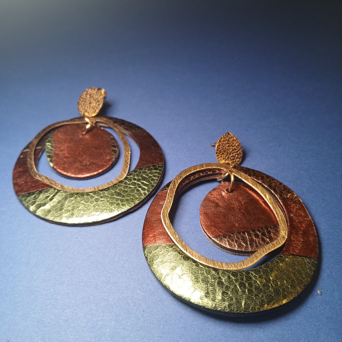 boucles d'oreilles "SIRIUS" vert doré marron