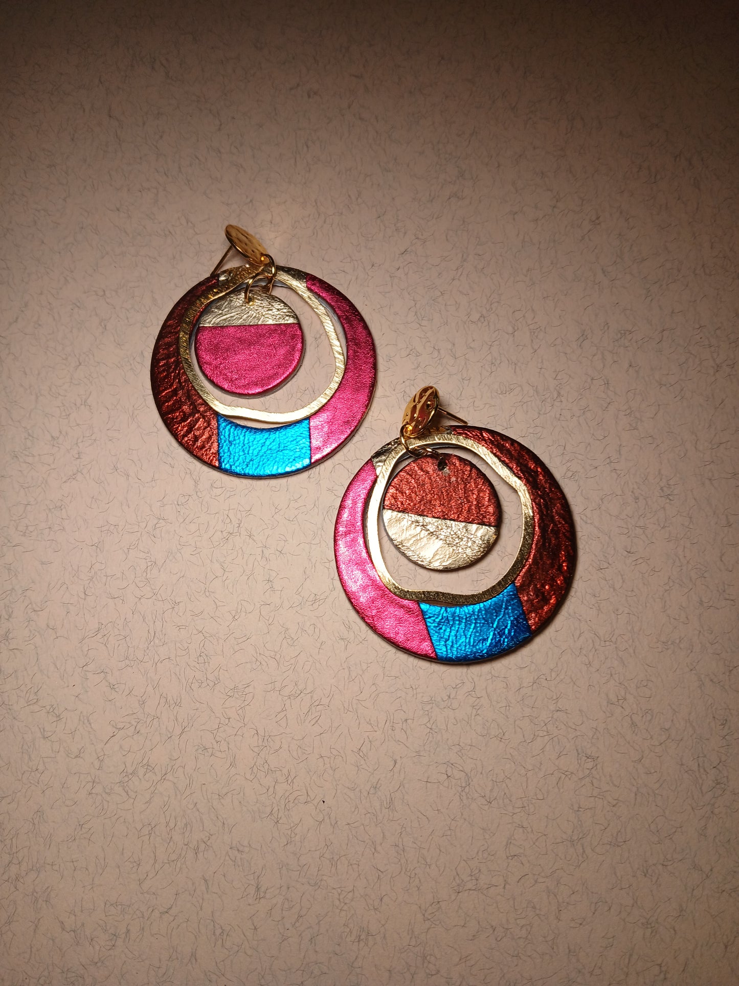 boucles d'oreilles "SIRIUS" marron bleu rose