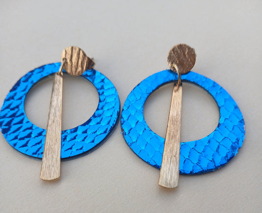 Boucles d'oreilles - ECLIPSE bleu pailettes