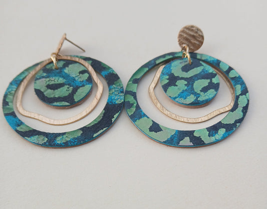 Boucles d'oreilles - PLANET vert gris / or