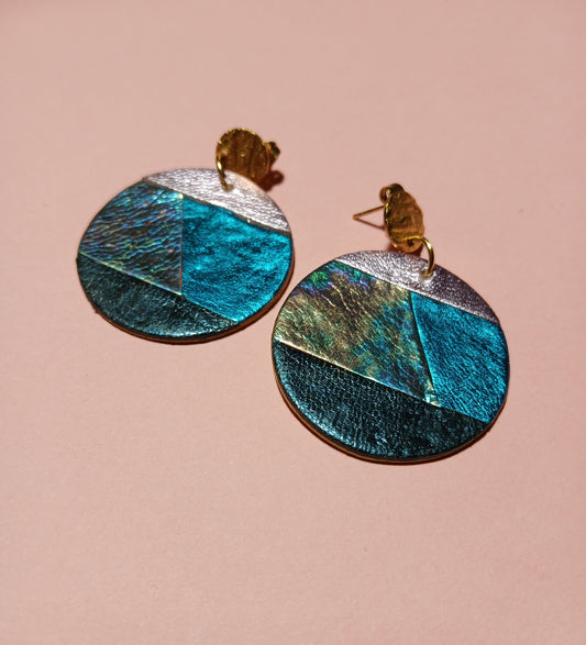 Boucles d'oreilles -PLEINE-LUNE bleue multicolore