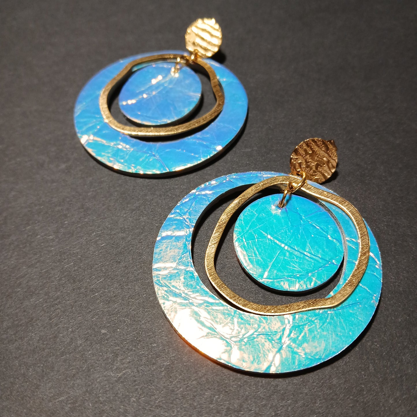 Boucles d'oreilles - PLANET bleue holographique