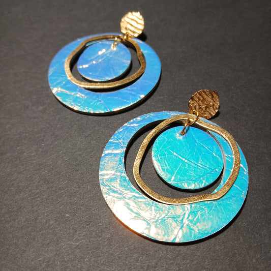 Boucles d'oreilles - PLANET bleue holographique