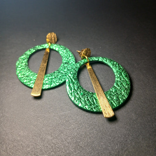 Boucles d'oreilles ECLIPSE vert gaufré