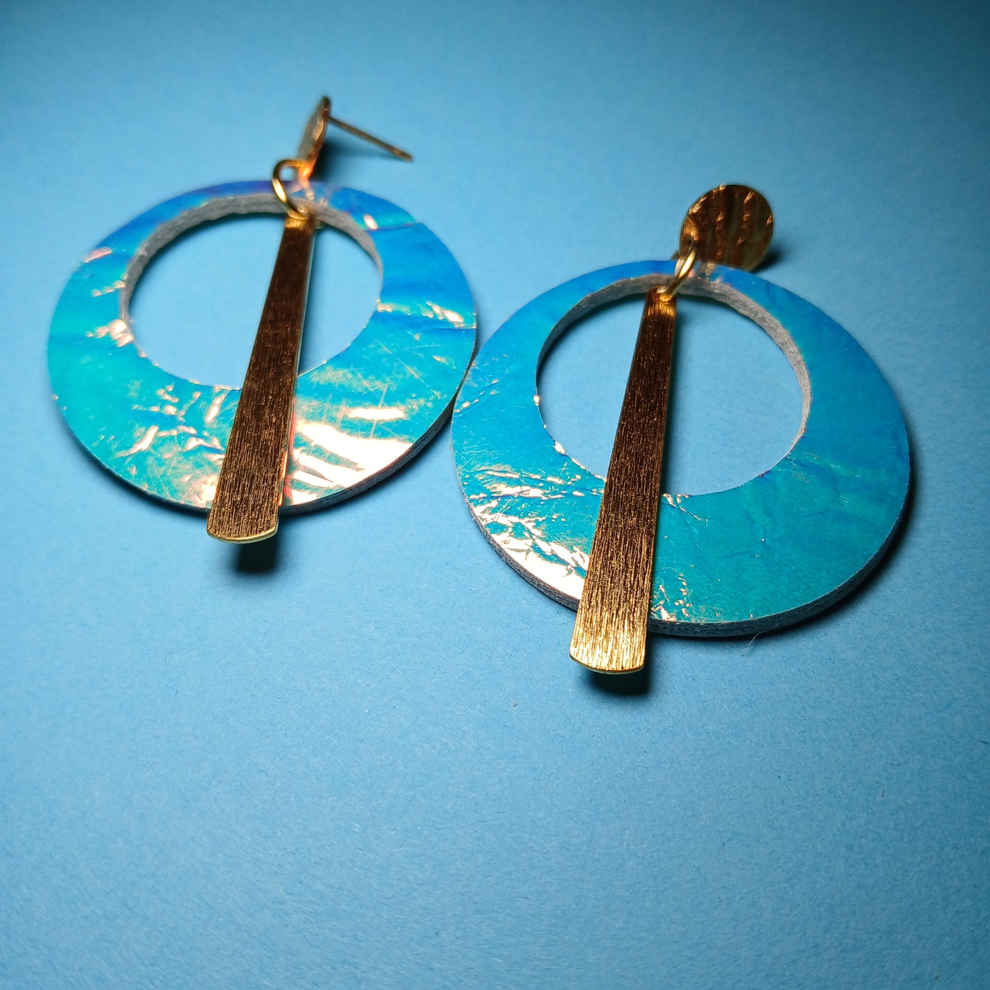 Boucles d'oreilles - ECLIPSE bleue holographique