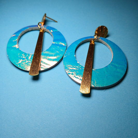 Boucles d'oreilles - ECLIPSE bleue holographique