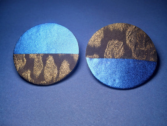 Boucles d'oreilles - DEMI LUNE bleu or