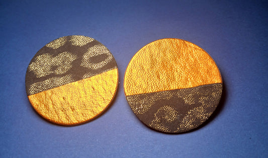 Boucles d'oreilles - DEMI LUNE orange noir or