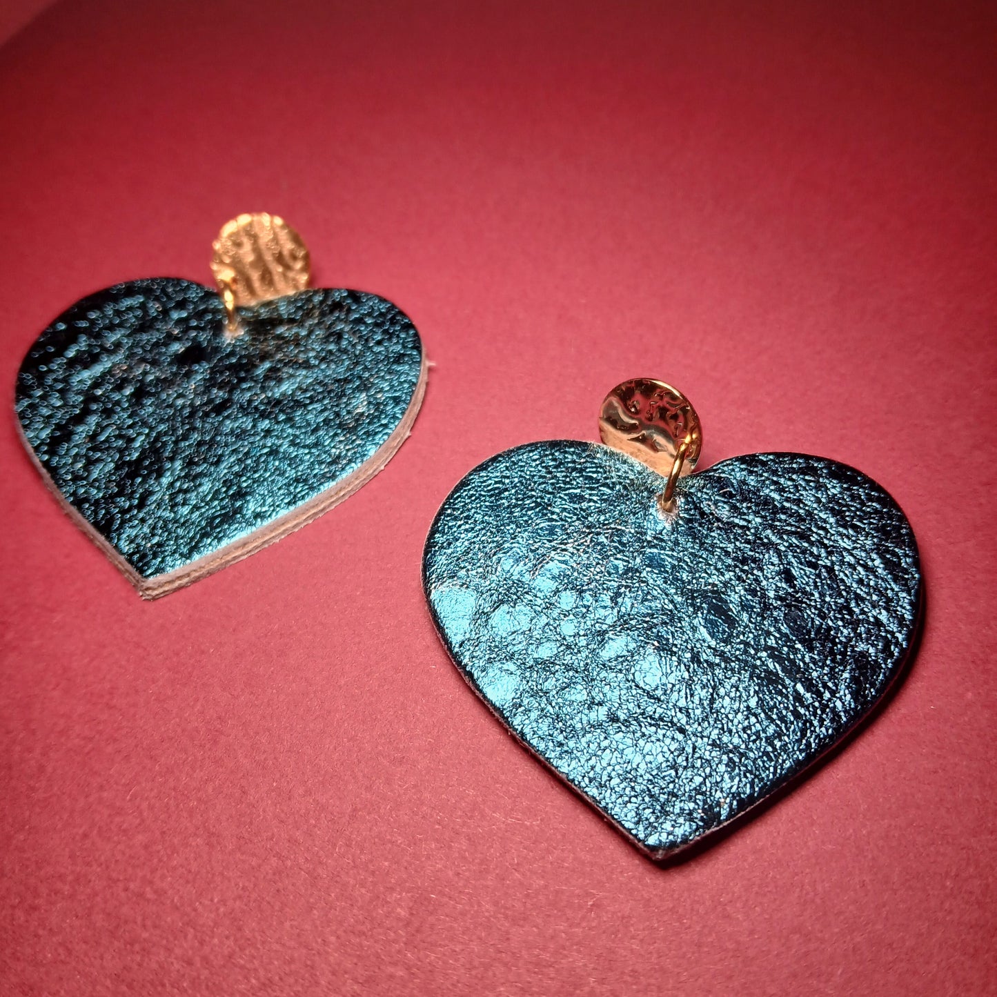 Boucles d'oreilles - COEURS bleue brillant