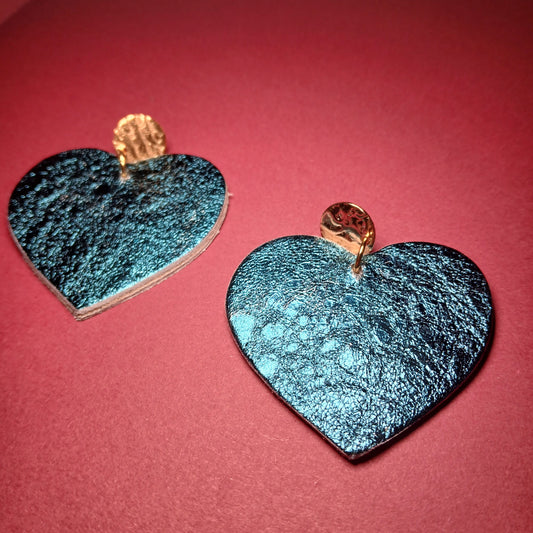 Boucles d'oreilles - COEURS bleue brillant