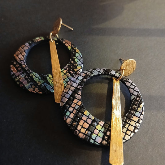 Boucles d'oreilles - ECLIPSE noir irisé