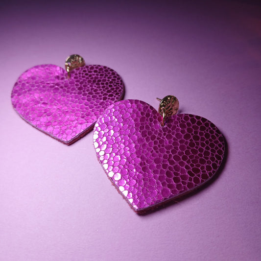 Boucles d'oreilles - COEURS rose
