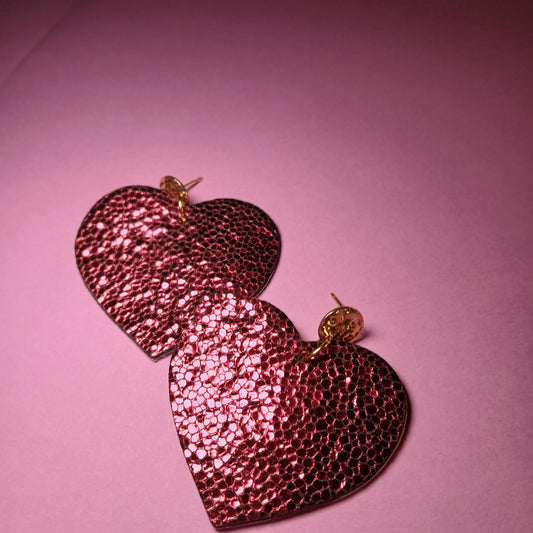 Boucles d'oreilles - COEURS framboise