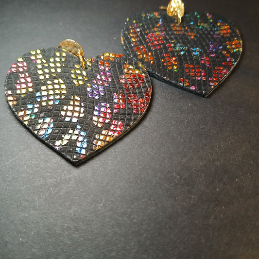 Boucles d'oreilles - COEURS noir multicolore