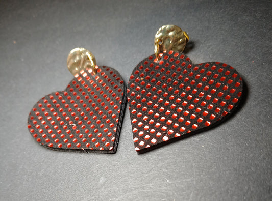 boucles d'oreilles , LES CYGNES noir et rouge