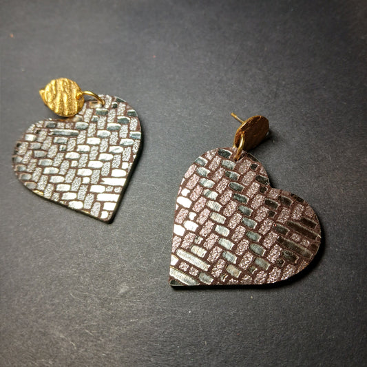 boucles d'oreilles , LES CYGNES gris métallisé
