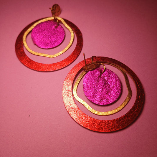 Boucles d'oreilles  PLANET cuivre ,rose