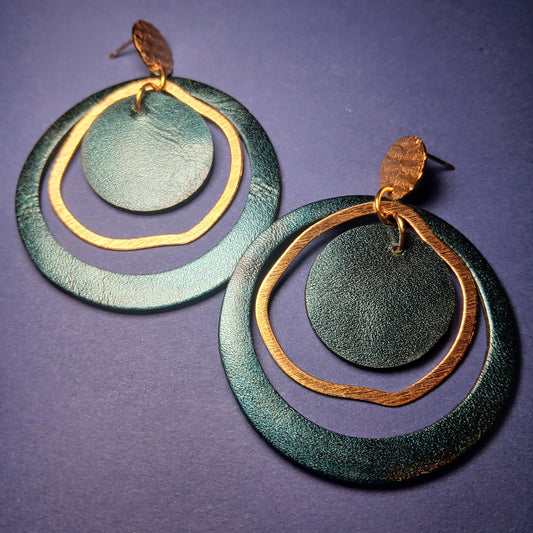 Boucles d'oreilles  PLANET bleue vert