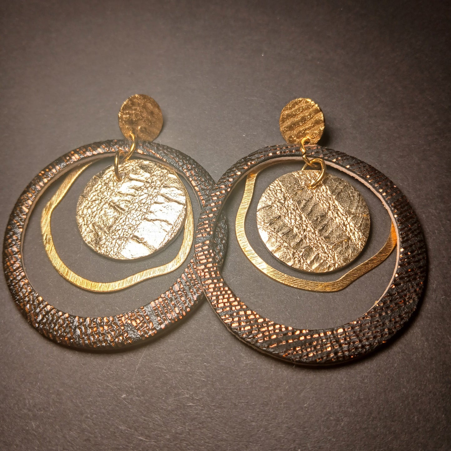 Boucles d'oreilles  PLANET noir or