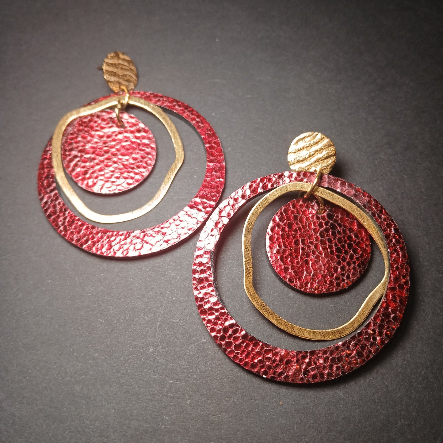 Boucles d'oreilles  PLANET framboise