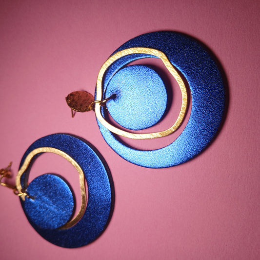 Boucles d'oreilles  PLANET bleue pétrole