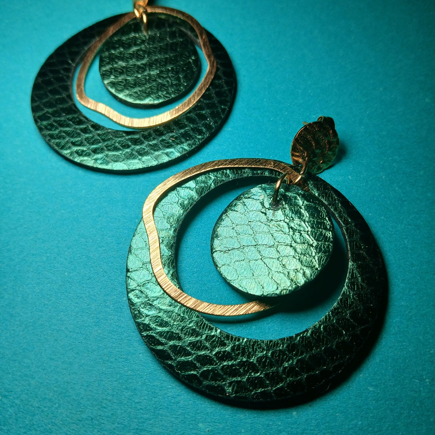 Boucles d'oreilles  PLANET vert écaille