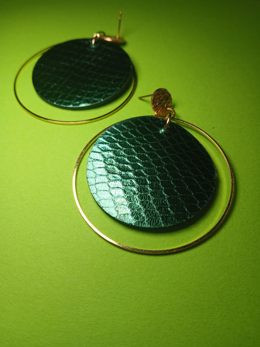 boucles d'oreilles TOURBILLON vert écaille