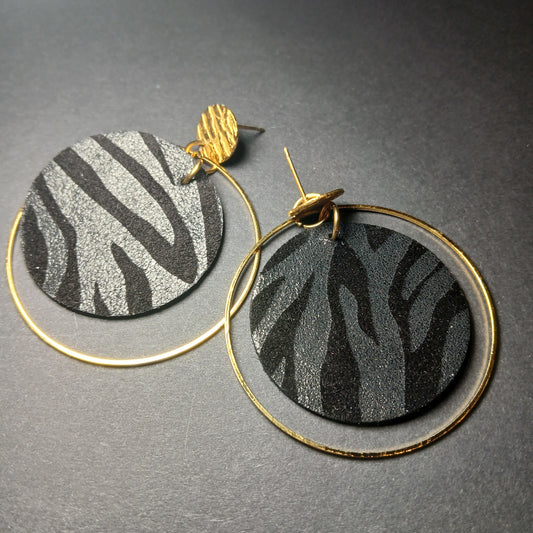 boucles d'oreilles TOURBILLON noir zebre