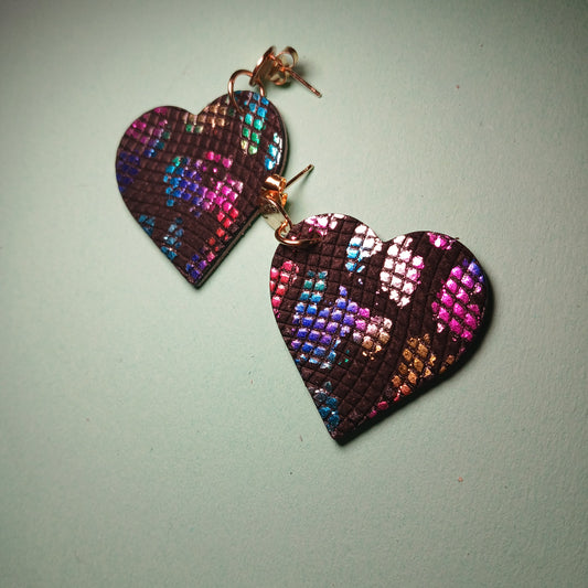 boucles d'oreilles , LES CYGNES noir multicolore