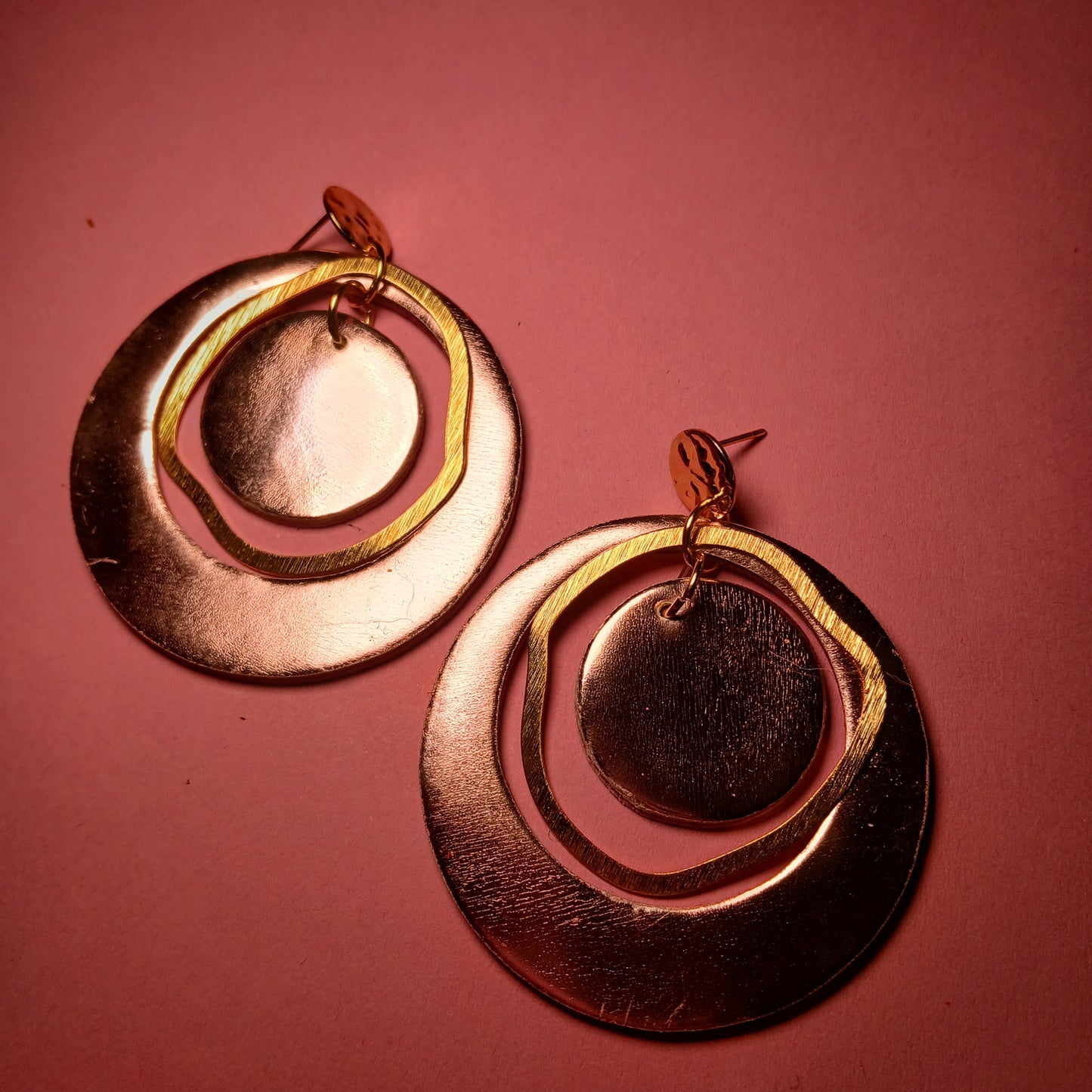 Boucles d'oreilles  PLANET holographique rosée