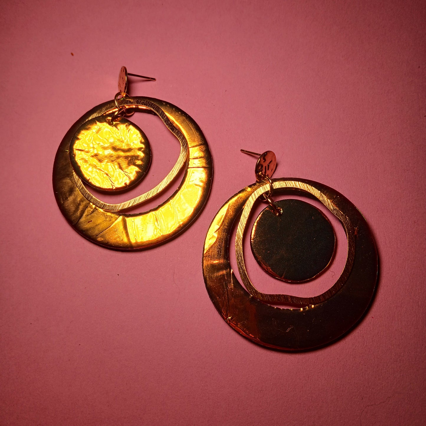 Boucles d'oreilles  PLANET holographique orangé