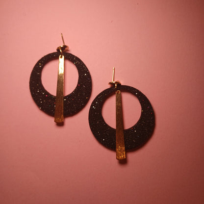 Boucles d'oreilles - ECLIPSE noir paillettes