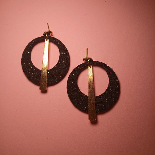 Boucles d'oreilles - ECLIPSE noir paillettes