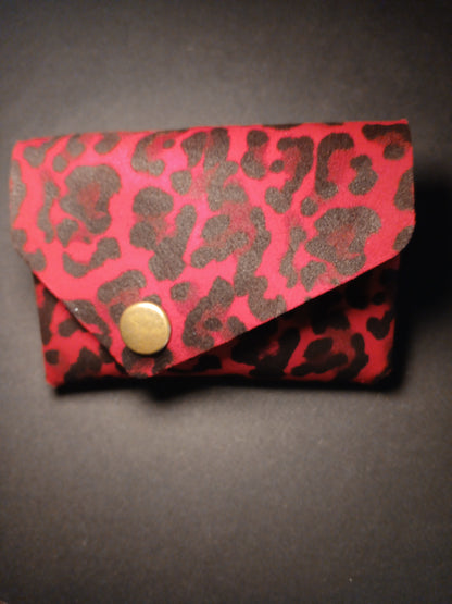 porte carte rouge leopard