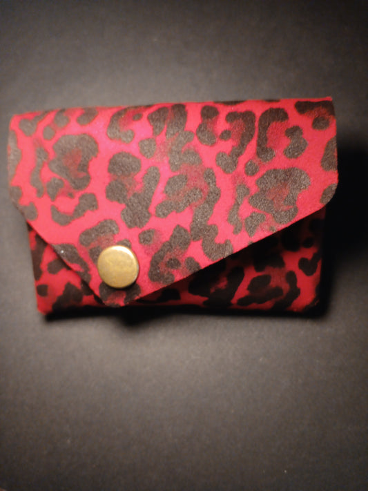 porte carte rouge leopard