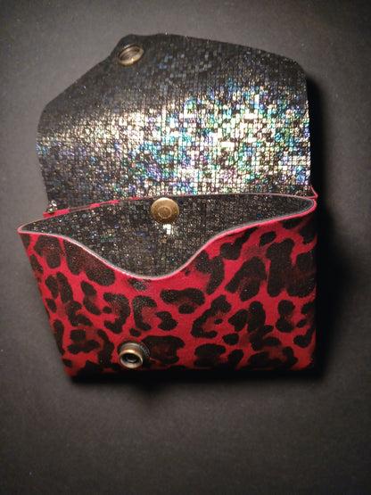 porte carte rouge leopard