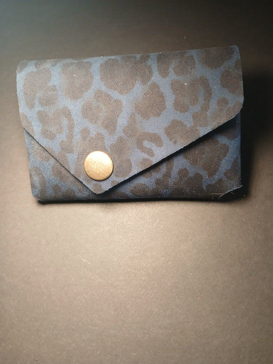 porte carte bleu leopard