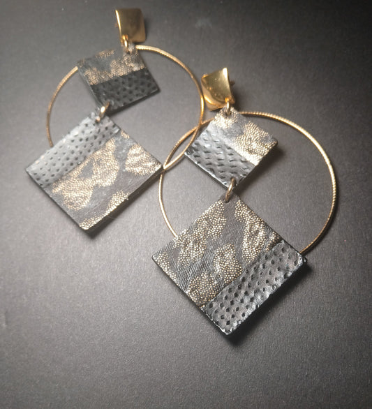 Boucles d'oreilles - DEMI LUNE noir dore