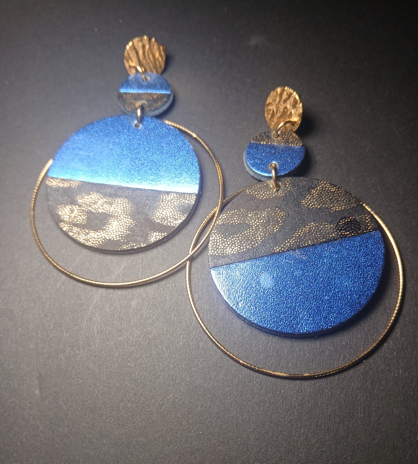 Boucles d'oreilles - DEMI LUNE bleu doré