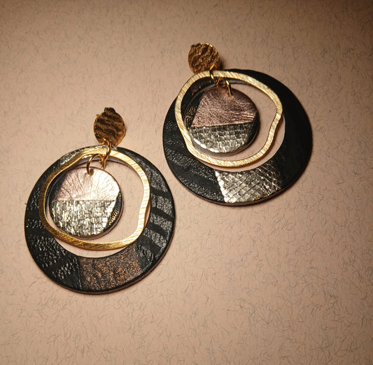 boucles d'oreilles "SIRIUS" or noir