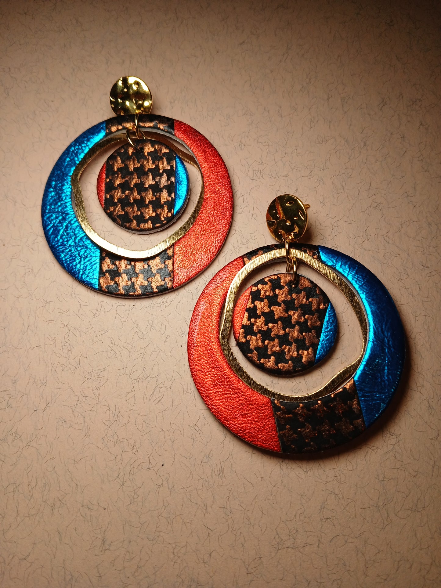 boucles d'oreilles "SIRIUS" orange marron bleu