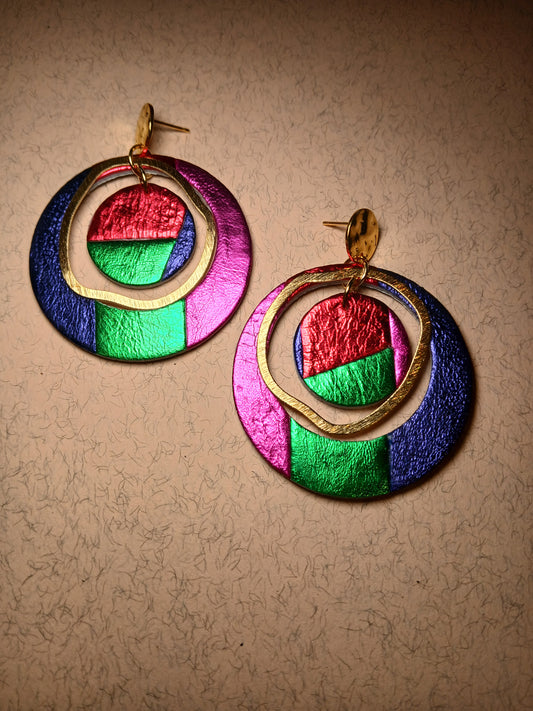 boucles d'oreilles "SIRIUS" rose violet vert