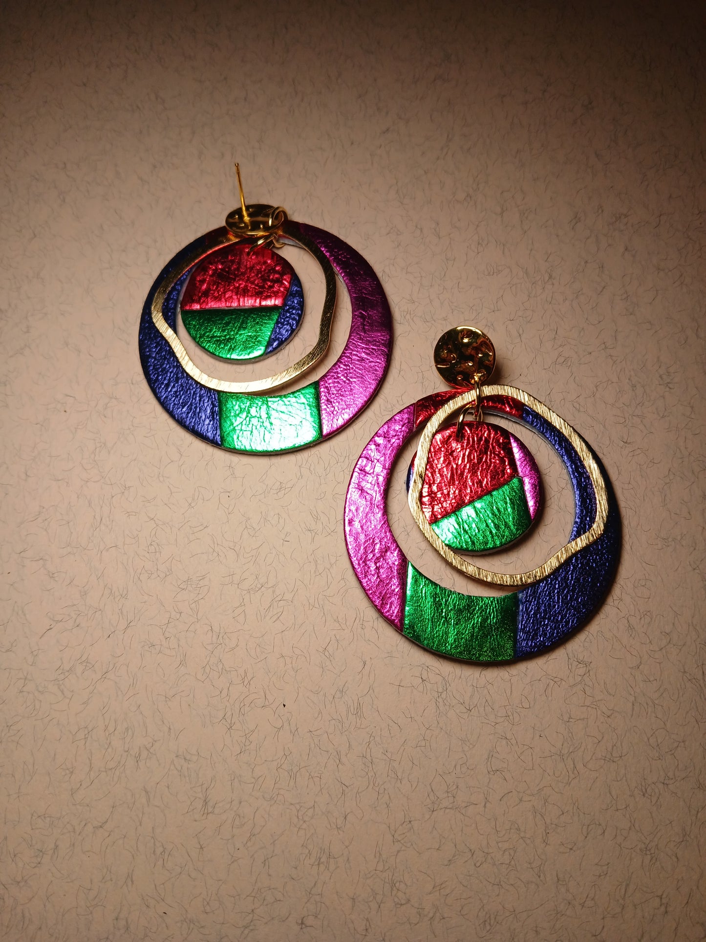 boucles d'oreilles "SIRIUS" rose violet vert