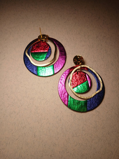 boucles d'oreilles "SIRIUS" rose violet vert