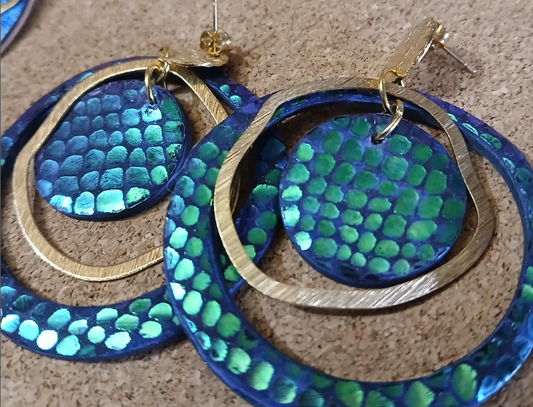 Boucles d'oreilles - PLANET - Vert holographique